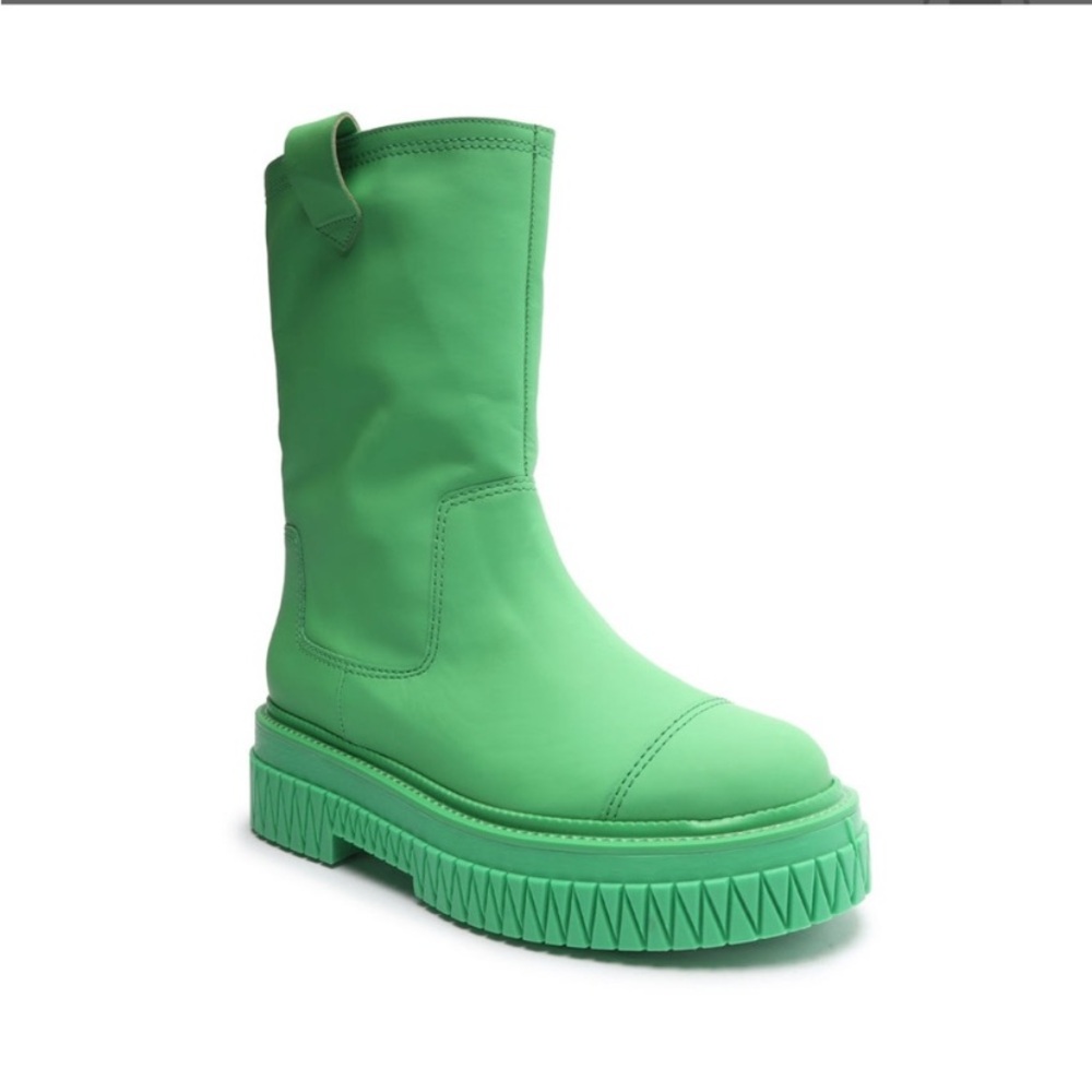 SCHUTZ Neon Green Chunky Platform Combat Boots - Picture 2 of 8
